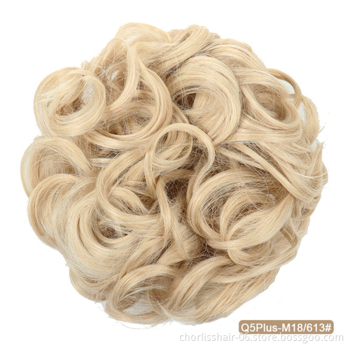 Wholesale Cheap 90g Messy Curly Hairpieces for Women Hair Bun Elastic Scrunchie Chignon Updo Curly Synthetic Hair chignon